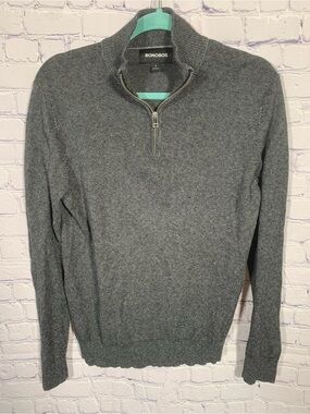 Bonobos Mens Striped Long Sleeve 1/4 Zip Pullover Black White Sz S Preppy Casual